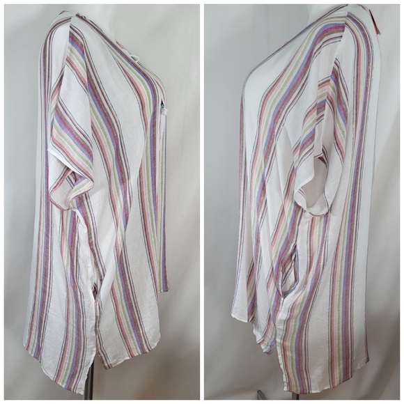 Uncommon Sense Striped COVERUP Womens Size S/M Multicolor Linen Blend Beach NWT - Picture 2 of 16